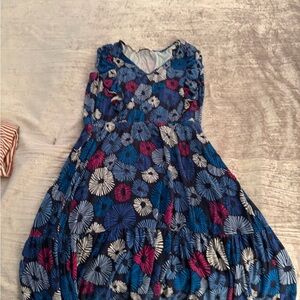 LOFT Blue and Pink Patterned Top